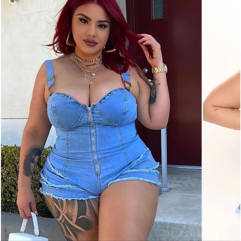 FN So Over It Sexy Denim Overall Romper